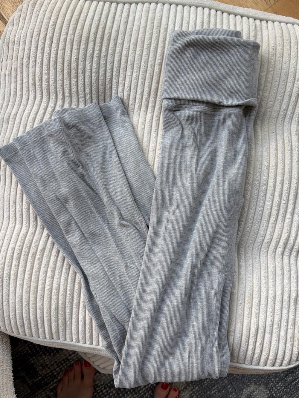 Adanola Light Gray Ribbed Lounge Leggings